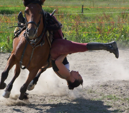 Horseback riding accident.